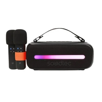 Speaker Soundtec 14W With Dual Wireless Microphone Porodo - Black